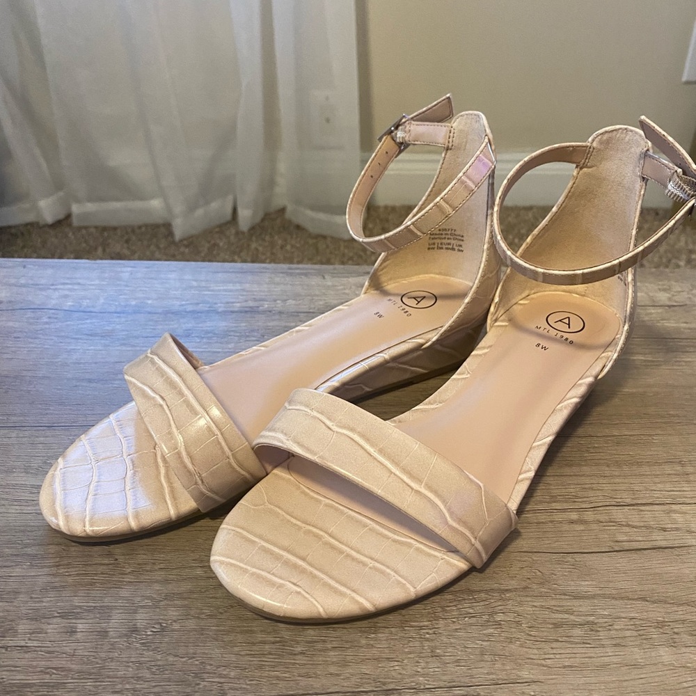 Beige ankle strap sandals